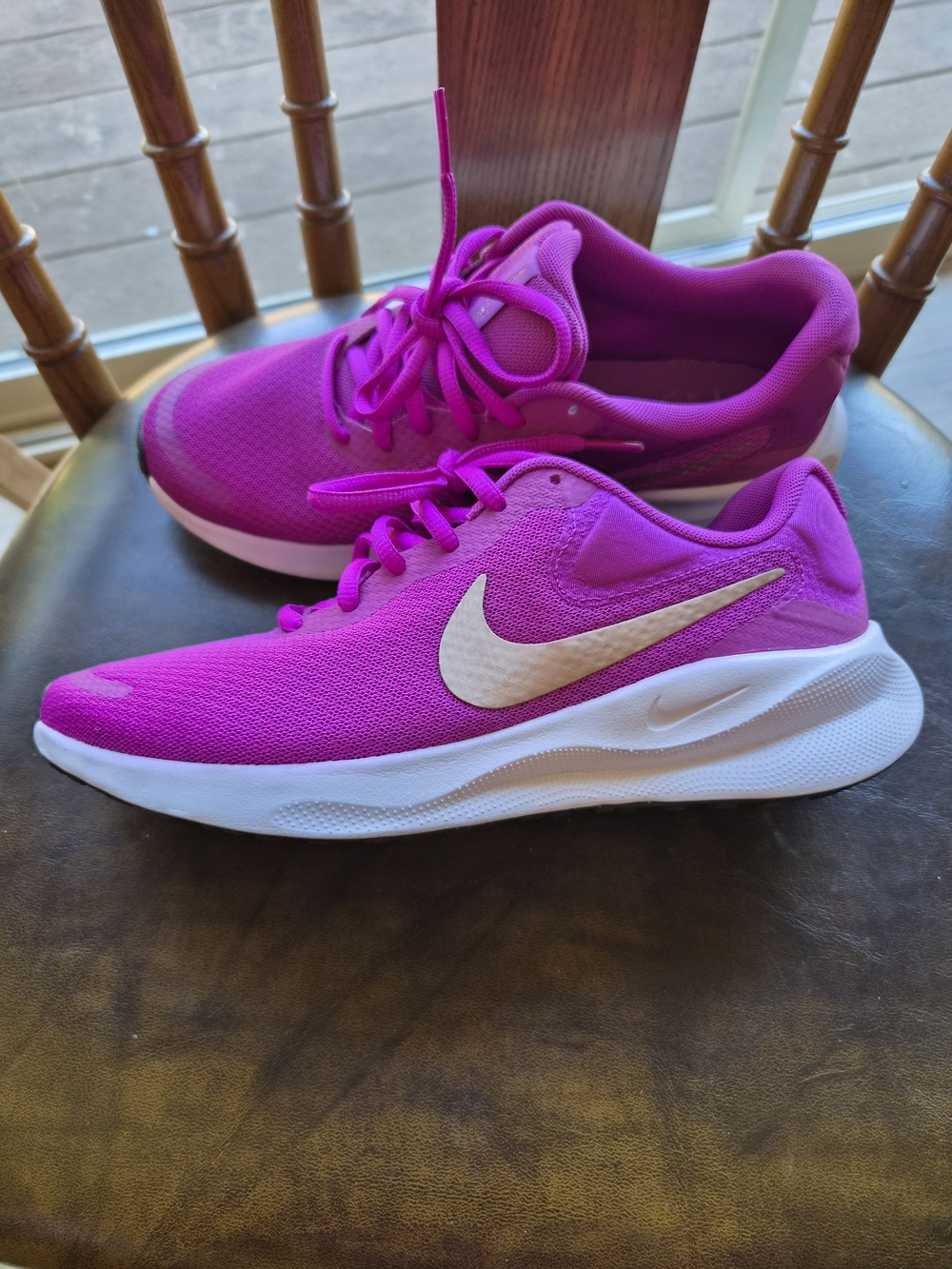 Nike Women's Bright Pink Mesh Trainers with White Swoosh